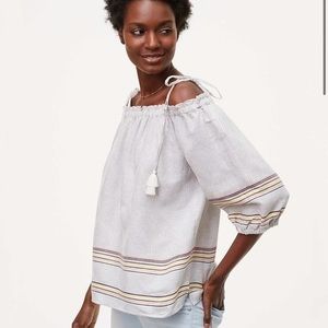 Loft Striped Tassel Off The Shoulder Top